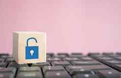 关闭解锁图标安全显示木多维数据集电脑键盘保护安全网络活动业务技术