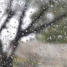 自然新鲜的湿背景水雨滴透明度玻璃窗口镜子玻璃