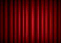 关闭红色的剧院丝绸窗帘背景波