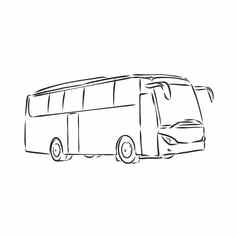 现代公共汽车象征概述了向量图标公共汽车向量草图插图