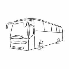 现代公共汽车象征概述了向量图标公共汽车向量草图插图