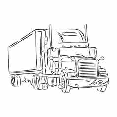 卡车象征草图简单的行卡车向量草图插图