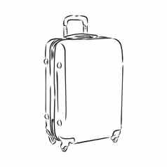 手提箱旅行向量插图涂鸦风格手提箱向量草图插图