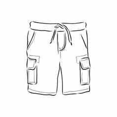 向量插图短裤休闲衣服短裤向量草图插图