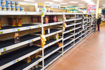 空货架上食品杂货超市恐慌冠状病毒