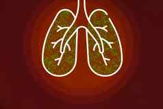 肺受感染的冠状病毒插图人的肺