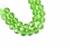 绿色玻璃闪耀水晶isoalted珠子白色背景Diy串珠珠宝