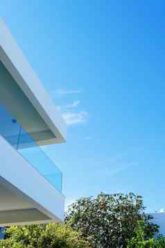 建筑细节奢侈品现代房子地中海海岸夏天假期真正的房地产