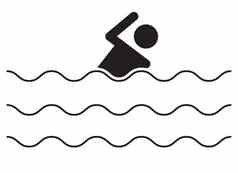 游泳图标白色背景游泳标志