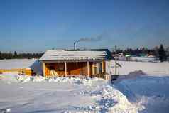 木浴冬天冬天景观冬天西伯利亚