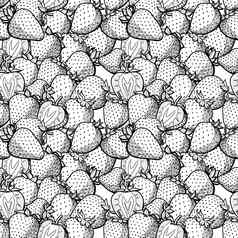 草莓向量画无缝的模式手画