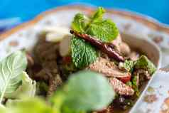 辣的猪肉肝沙拉浴缸婉泰国峨山语食物