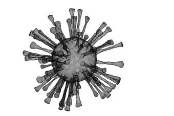 黑色的科维德病毒细胞孤立的白色背景伊鲁
