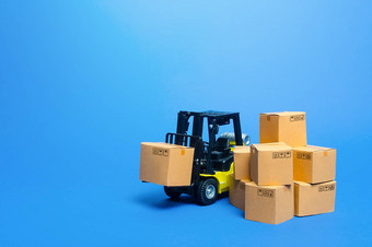 叉车卡车纸板盒子<strong>运输物流</strong>基础设施进口出口货物产品交付生产<strong>运输</strong>货物存储运费航运零售