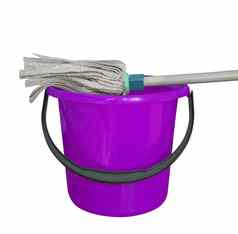 桶清洁拖把紫罗兰色的