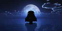 船晚上完整的月亮
