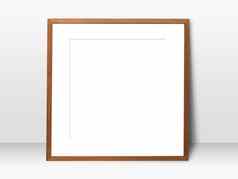 空白色空间木空白框架倾斜白色墙简单的空白照片框架演讲装修背景