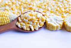 玉米种子成熟的玉米玉米穗轴白色背景