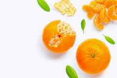 新鲜的橙色柑橘类水果孤立的白色背景多汁的