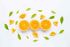 高维生素多汁的甜蜜的新鲜的橙色水果绿色