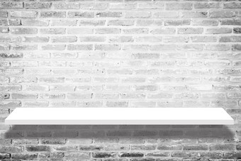空白色商店架子上影子零售架子上砖古董墙房间背景白色架子上孤立的砖背景架子上模型