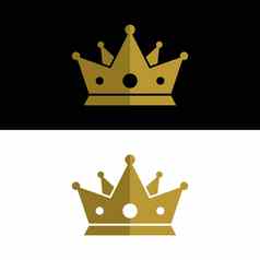 黄金王皇冠标志模板插图设计向量每股收益