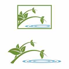 绿色叶水标志模板插图设计向量每股收益