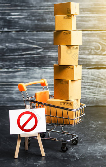交易车盒子画架禁止象征互联网贸易在线购物禁止限制进口货物专有的业务制裁经济限制