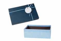 开放光蓝色的礼品盒孤立的白色背景