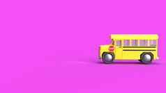 黄色的学校公共汽车紫色的背景呈现学校