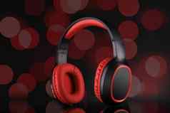 无线蓝牙耳机音乐红色的黑色的颜色