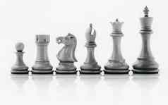 黑色的白色王骑士国际象棋设置黑暗使用