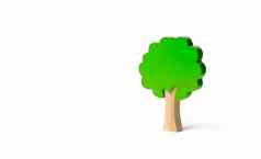 玩具木树孤立的背景极简主义概念环境保护肺地球家庭树象征强度智慧非法森林砍伐