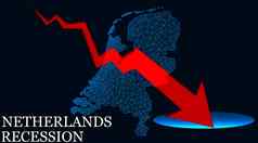 荷兰地图红色的箭头经济衰退