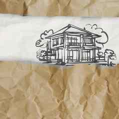 画房子皱纹纸概念