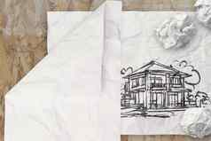 画房子皱纹纸概念