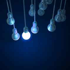 有创意的的想法领导概念蓝色的光灯泡