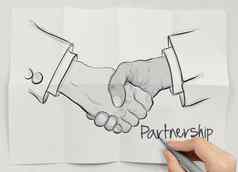 手画握手标志伙伴关系业务概念
