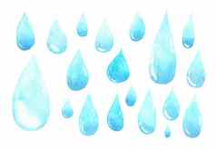 集水滴雨滴大小水彩手绘画插图多雨的季节