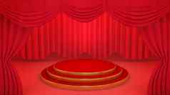 红色的黄金阶段红色的剧院窗帘背景呈现