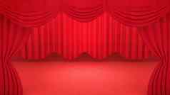 背景红色的剧院窗帘呈现