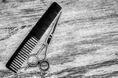 头发切割剪刀理发师梳子美沙龙
