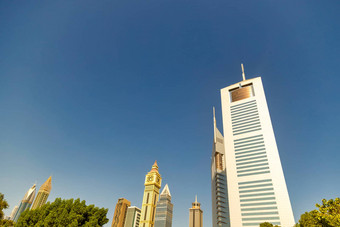 阿联酋<strong>迪拜</strong>约<strong>迪拜</strong>金融中心区视图朱美拉阿联酋航空公司塔<strong>迪拜</strong>国际金融中心一天视图清晰的天空