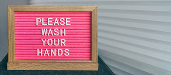 科维德洗手手卫生冠状病毒消息文本洗手电晕病毒感觉董事会标志信洗手