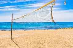 沙子海滩排球网海边海岸