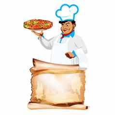 有趣的老板传统的美味的意大利蔬菜披萨