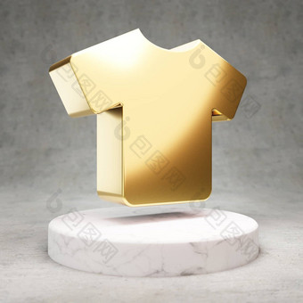 t恤图标闪亮的金t恤象征白色大理石讲<strong>台</strong>上