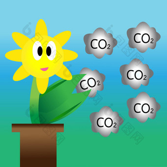 花碳二氧化物概念减少全球气候变暖