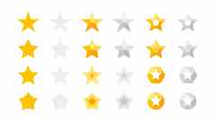 星星评级向量集合平黄色的明星图标模仿金星星模板网络设计