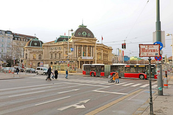 维也纳奥地利1月视图人民剧院人民剧院neubau第七区维也纳人民剧院维也纳城市具有里程碑意义的